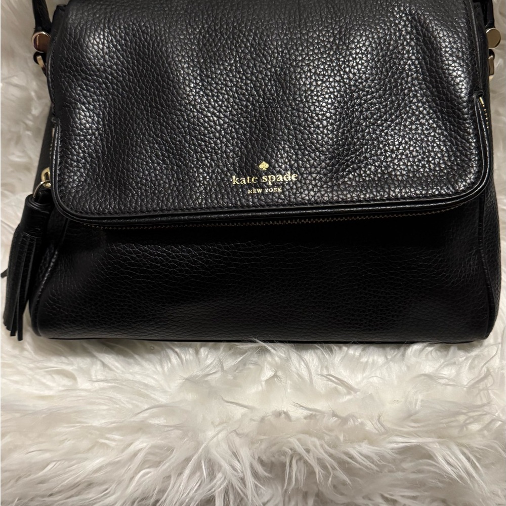Kate Spade Black Shoulder Bag with Pebbled Leather